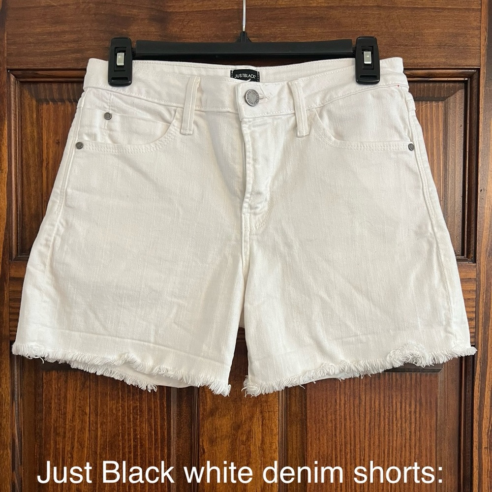 Just Black White Denim Shorts